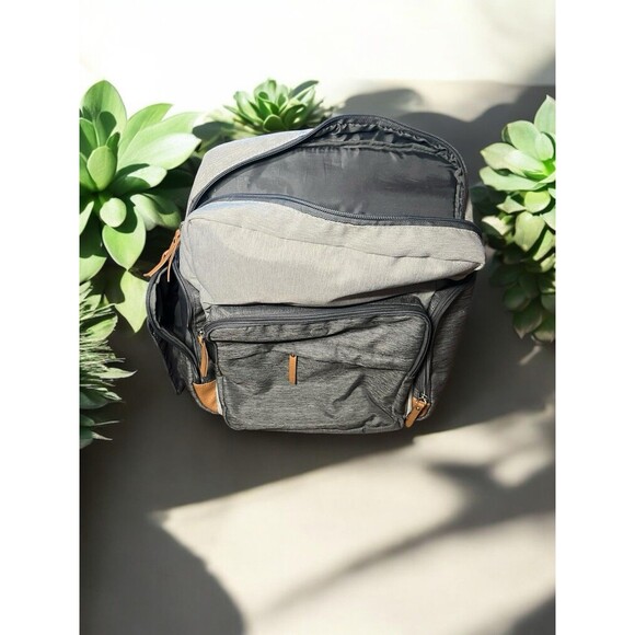 iPack Baby Diaper Backpack – Gray Two-Tone with Tan Accents - Picture 2 of 7
